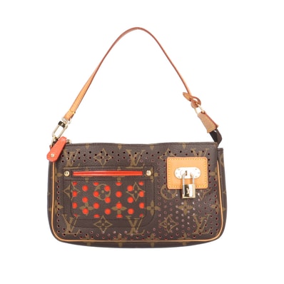 ルイヴィトン ポシェットアクセソワール モノグラムペルフォ ハンドバッグ M95185 ブラウン レディース LOUIS VUITTON 中古