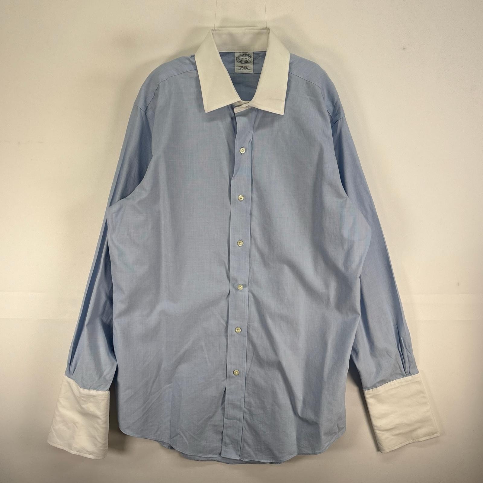 古着 ブルックスブラザーズ Brooks Brothers 長袖シャツ ドレスシャツ カフス EXTRA SLIM FIT L ブルー系 ツートン メンズ