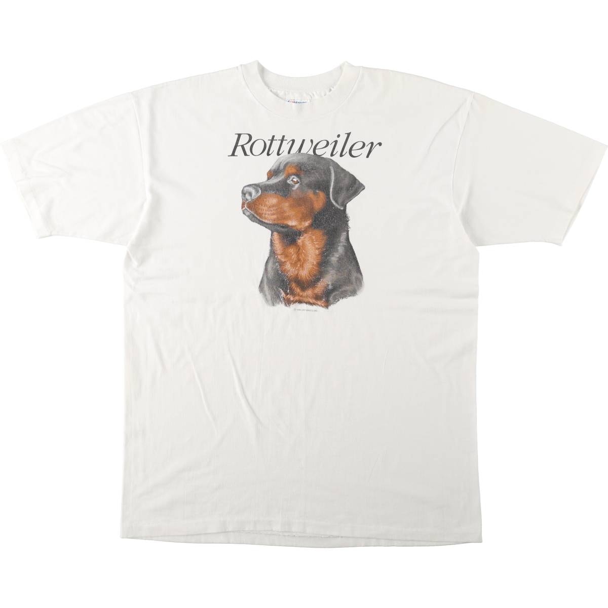 古着 80年代 ヘインズ Hanes Fifty-Fifty 青タグ Rottweiler ロットワイラー 犬柄 アニマルTシャツ USA製 メンズXL相当 ヴィンテージ/eaa667331