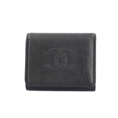 シャネル ココマーク 三つ折り財布 キャビアスキン レディース CHANEL 中古