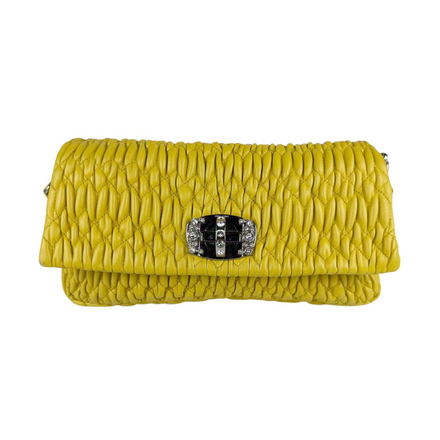 ミュウミュウ MIUMIU ショルダーバッグ マテラッセ レザー イエロー レディース【中古】 z5245