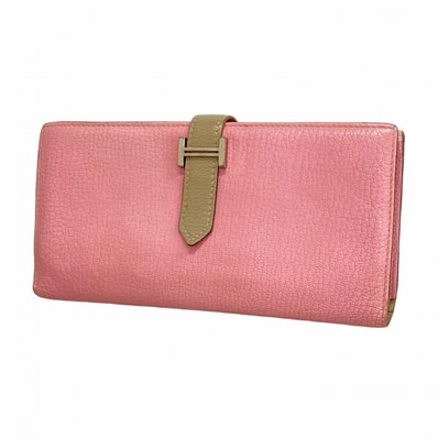 ★SALE【6da0655】エルメス 三つ折り長財布 ベアンデュプリバイカラー シェブルミゾル ローズコンフェッティ/トゥルティエールグレー シルバー金具 □N刻印【中古】レディース