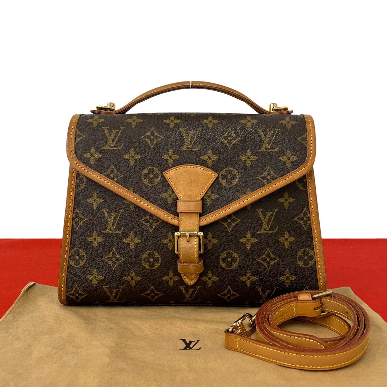LOUIS VUITTON ルイヴィトン ベルエア モノグラム PVC レザー ショルダーバッグ ブラウン
 362-9