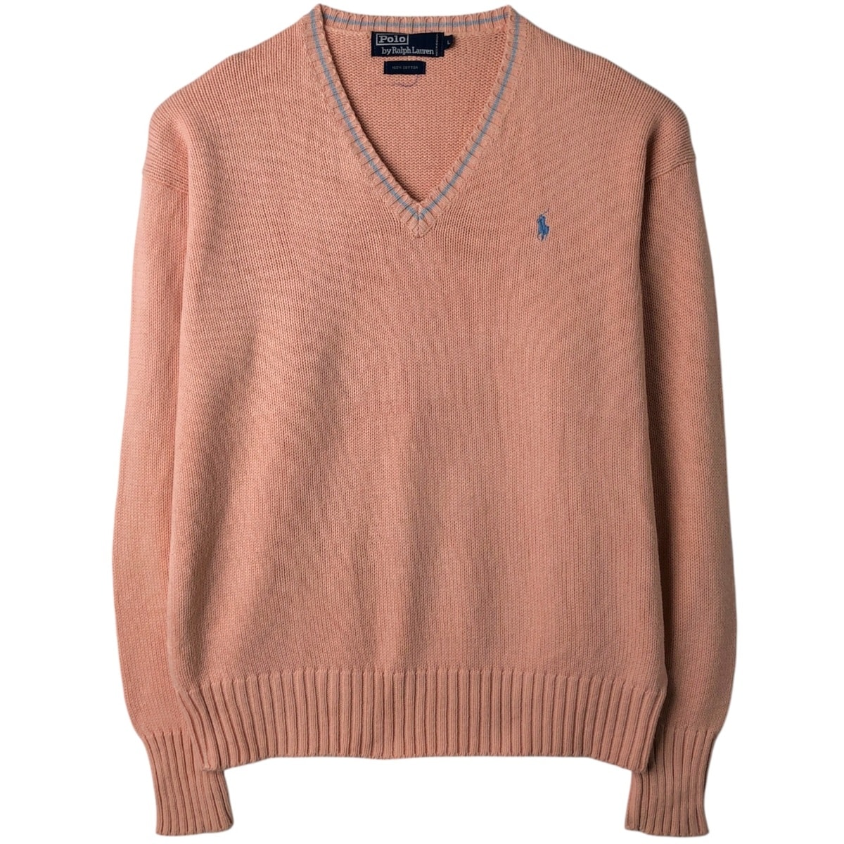 古着 ラルフローレン Ralph Lauren POLO by Ralph Lauren Vネック コットンニットセーター メンズL相当/eaa626289