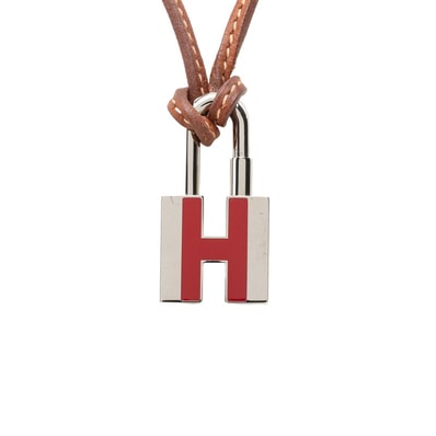 エルメス カデナ Hモチーフ ネックレス シルバー ブラウン メタル レザー レディース HERMES 【中古】