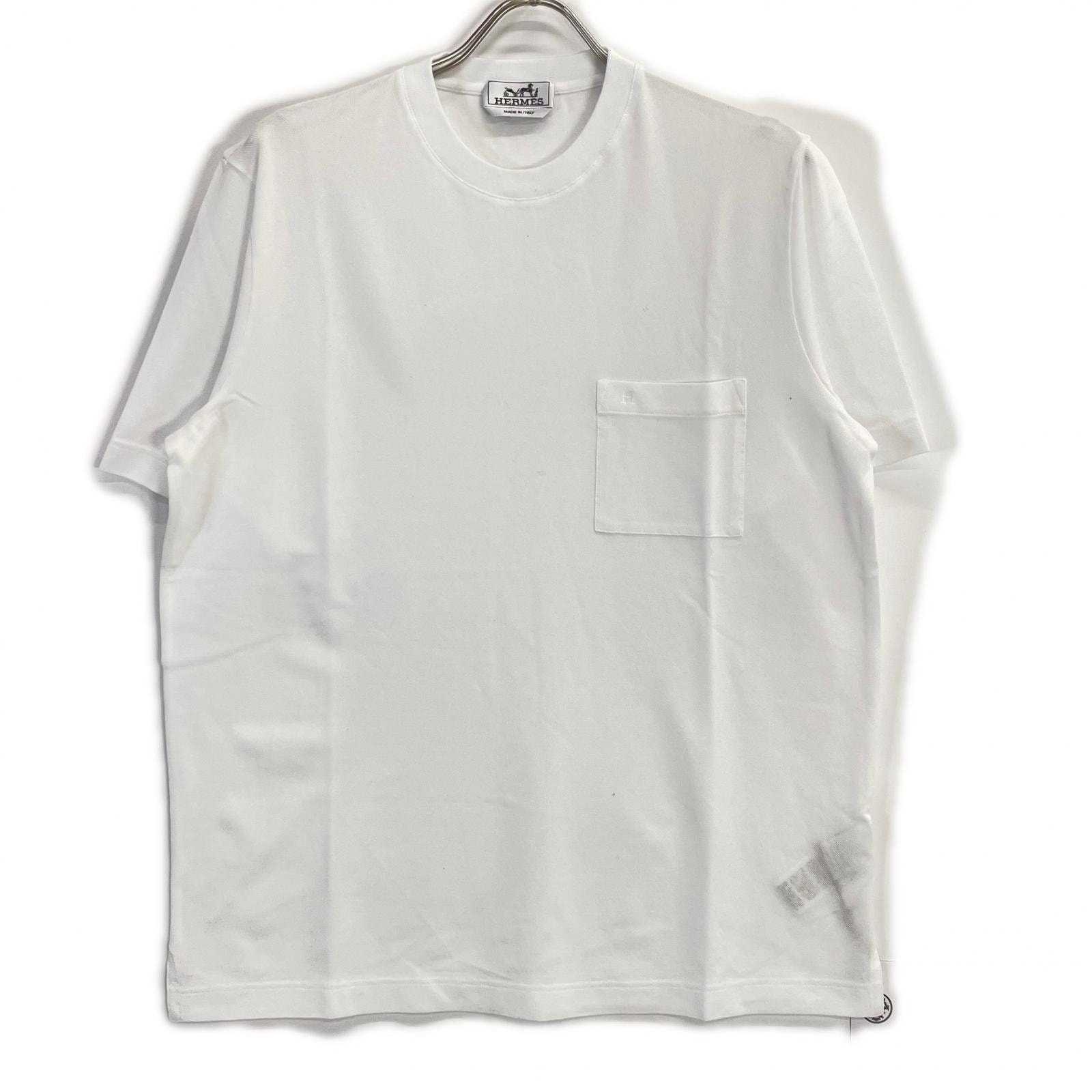 エルメス 19SS ホワイト H刺繍 半袖 Tシャツ L