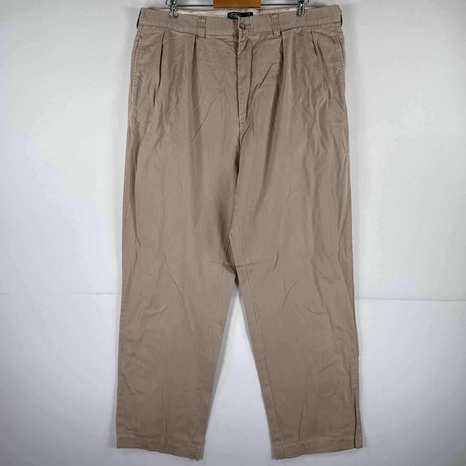 古着 ポロバイラルフローレン Polo by Ralph Lauren チノパンツ ポロチノ ワンポイント スラックス 大きいサイズ w40 L36  ベージュ メンズ