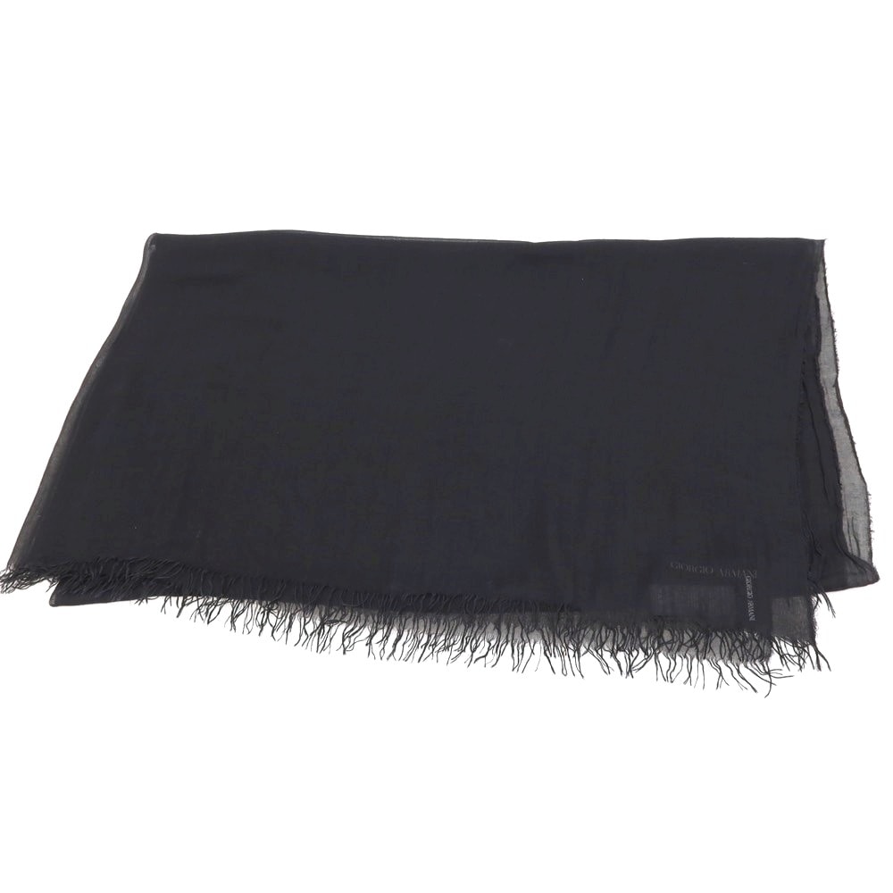 【中古】ジョルジオアルマーニ GIORGIO ARMANI モダールシルク 大判 ストール ブラック【メンズ】