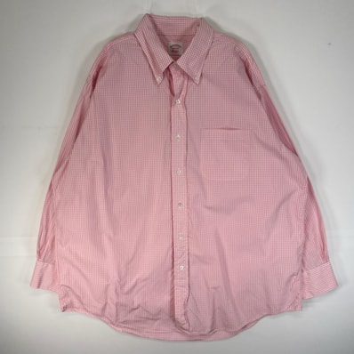 古着 ブルックスブラザーズ Brooks Brothers 長袖シャツ CUSTOM 胸ポケ ボタンダウン ピンク系 チェック メンズ
