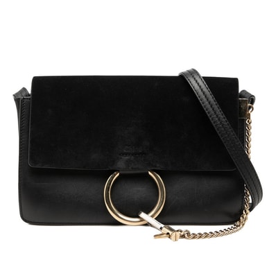 クロエ フェイ Faye 斜め掛け ショルダーバッグ ブラック レザー スウェード レディース Chloe 【中古】