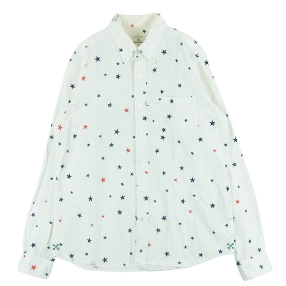 uniform experiment ユニフォームエクスペリメント 長袖シャツ UE-110040 WHITE LINE ホワイトライン スター総柄 長袖 シャツ ホワイト系 3【中古】