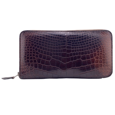 エルメス HERMES 長財布 アザップロング アリゲーターマット ブラウン