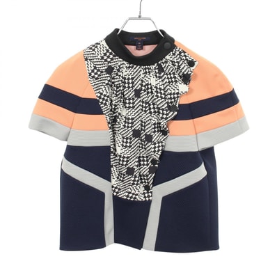 ルイ・ヴィトン LOUIS VUITTON 切替 半袖 カットソー 衣料品 トップス シルク ウール ポリエステル レディース ネイビー系 / マルチカラー RW182B ILZ FFTS93 【中古】