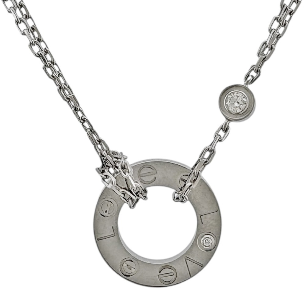 カルティエ ラブ サークル ネックレス 18金 K18ホワイトゴールド ダイヤモンド レディース CARTIER 中古