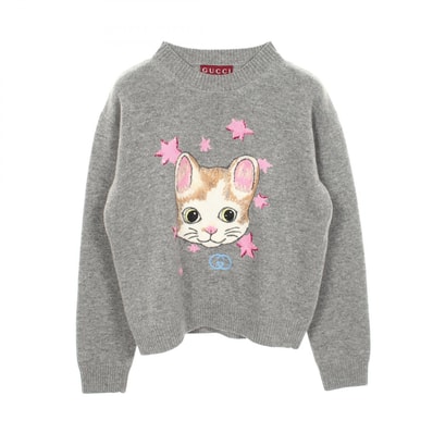 グッチ GUCCI GUCCI × ヒグチユウコ インターロッキングG ネコ 日本限定 ニット 衣料品 トップス ウール レディース グレー系 864156 【中古】