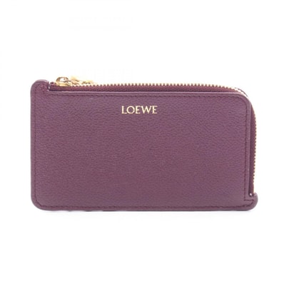 ロエベ LOEWE カードケース コインケース 財布 レザー レディース パープル系 【中古】