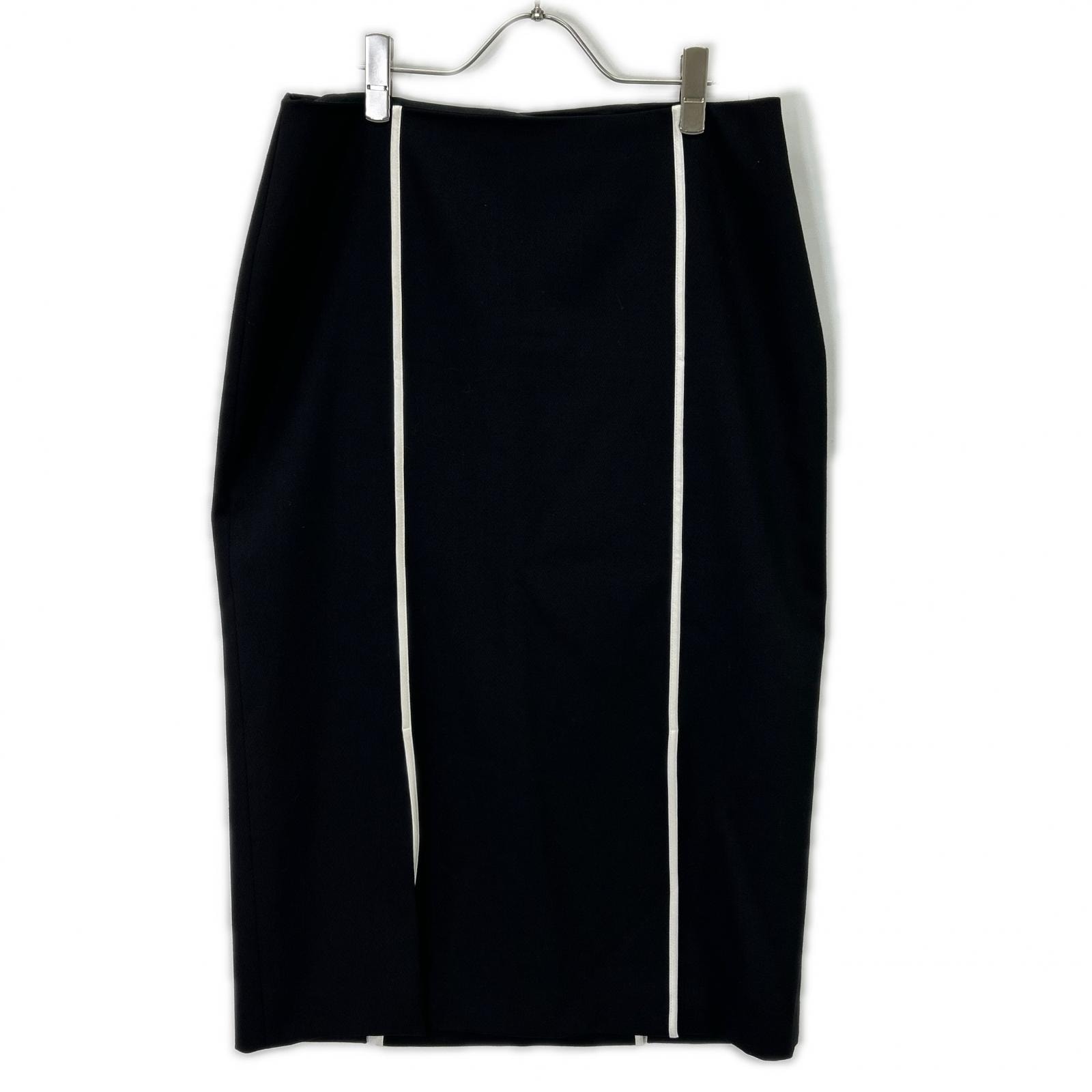 ボス ブラック×ホワイト ウールブレンド Voltara ペンシルスカート 8
