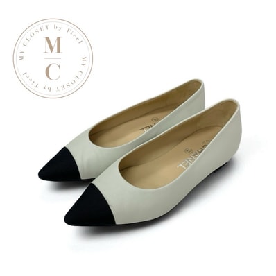 シャネル CHANEL パンプス 靴 シューズ レザー ファブリック ホワイト系 ブラック ココマーク