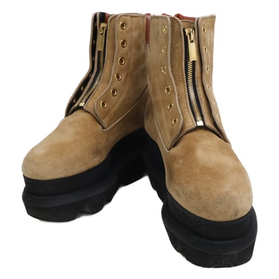 サカイ 20-05249 651 フロントジップ スエード ブーツ 36