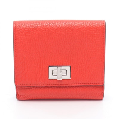 フェンディ FENDI ピーカーブー 二つ折り財布 財布 レザー レディース レッド系 8M0438 【中古】