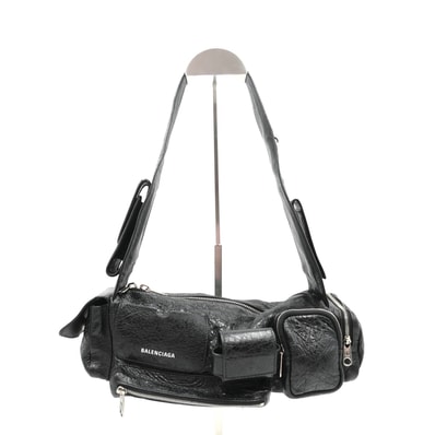 BALENCIAGA(バレンシアガ)スーパービジー スリングバッグ XS ショルダーバッグ ブラック レザー シルバー金具 762516【中古】