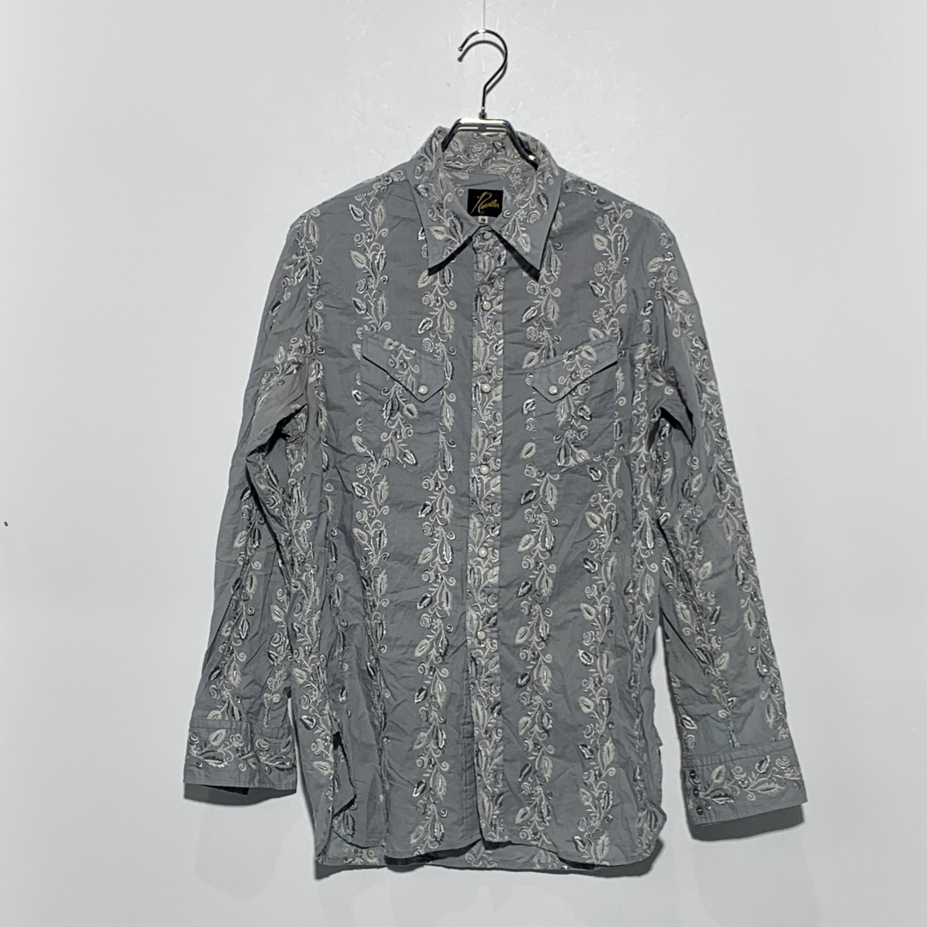 NEEDLES Flower embroidered Western shirt Blue