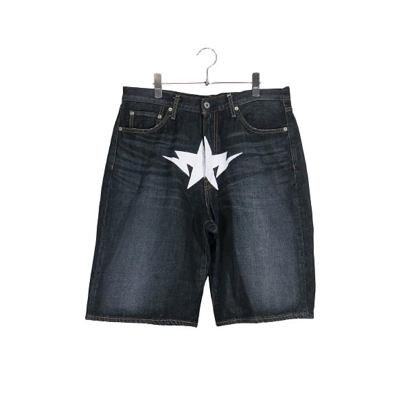 A BATHING APE Twin Sta Relaxed Fit Denim Shorts "Black"