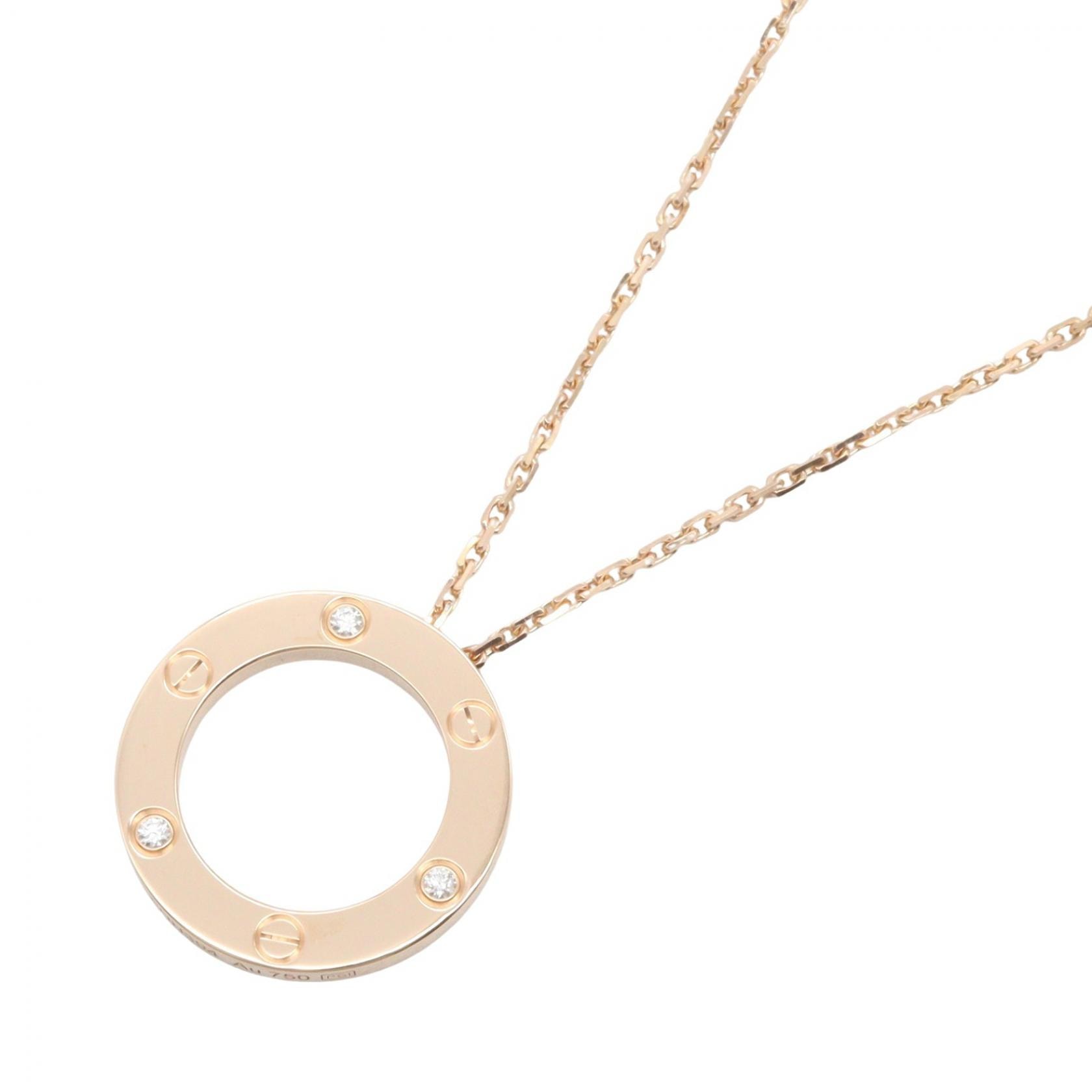 カルティエ CARTIER ラブネックレス 3PD ネックレス ジュエリー K18PG(ピンクゴールド) ダイヤモンド レディース ゴールド系 / クリア系 B7014700 【中古】
