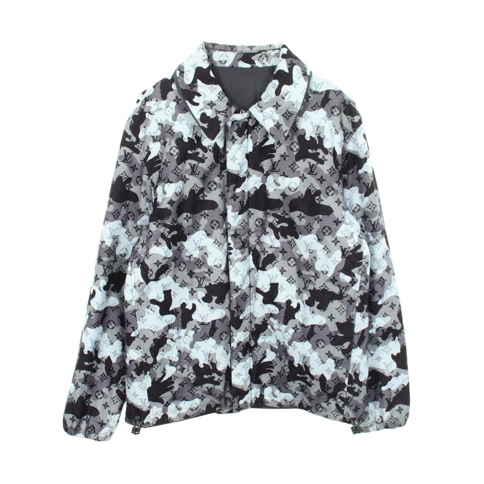 ルイ・ヴィトン LOUIS VUITTON リバーシブル カモダブルフェイスコーチ 中綿 衣料品 アウター ナイロン コットン グレー メンズ グレー系 / ブラック系 【中古】