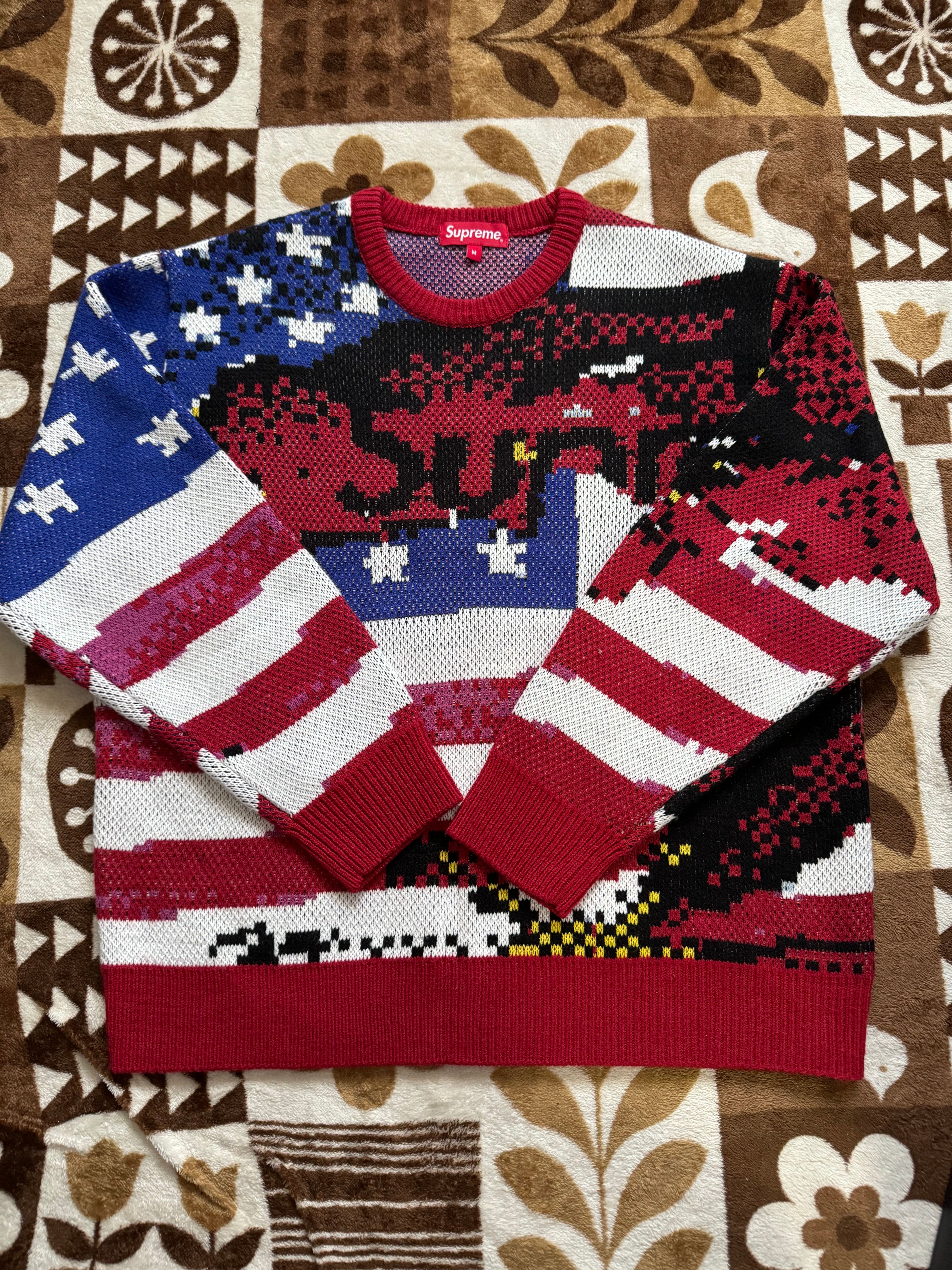 Supreme Digital Flag Sweater "Red"