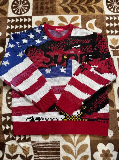 Supreme Digital Flag Sweater "Red"