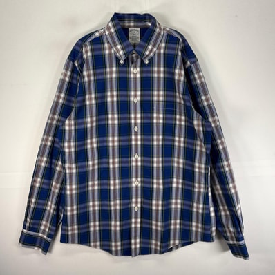 古着 ブルックスブラザーズ Brooks Brothers 長袖シャツ ボタンダウン XL ブルー系 チェック メンズ