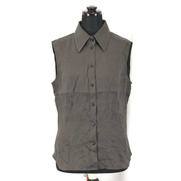 マックスマーラ/Max Mara★麻/リネン100%ベスト/ノースリーブシャツ【38/women’s size -M/茶系/brown系】Tops/Shirts/Best◆BH51