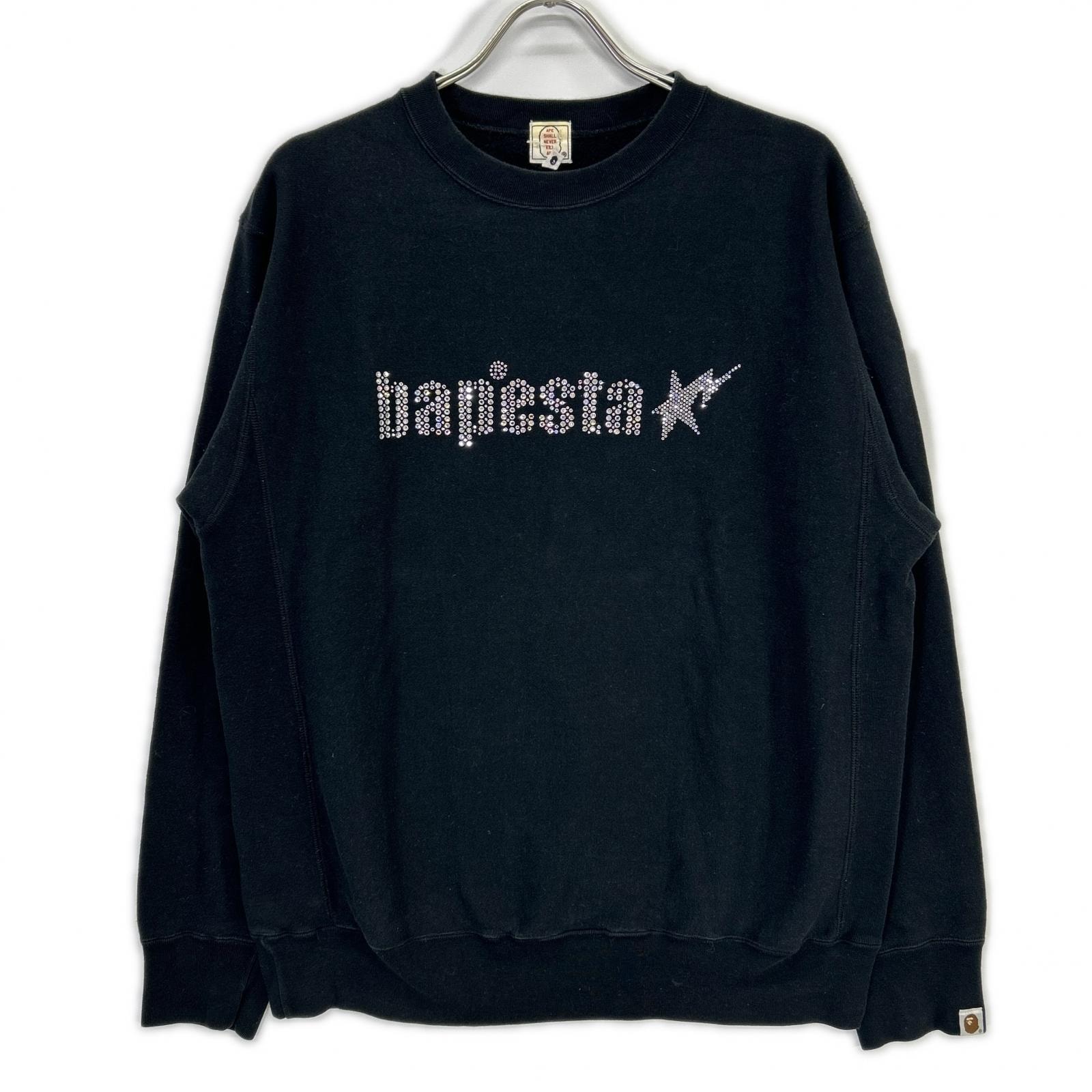 アベイシングエイプ ブラック スワロフスキー ロゴ トレーナー M
