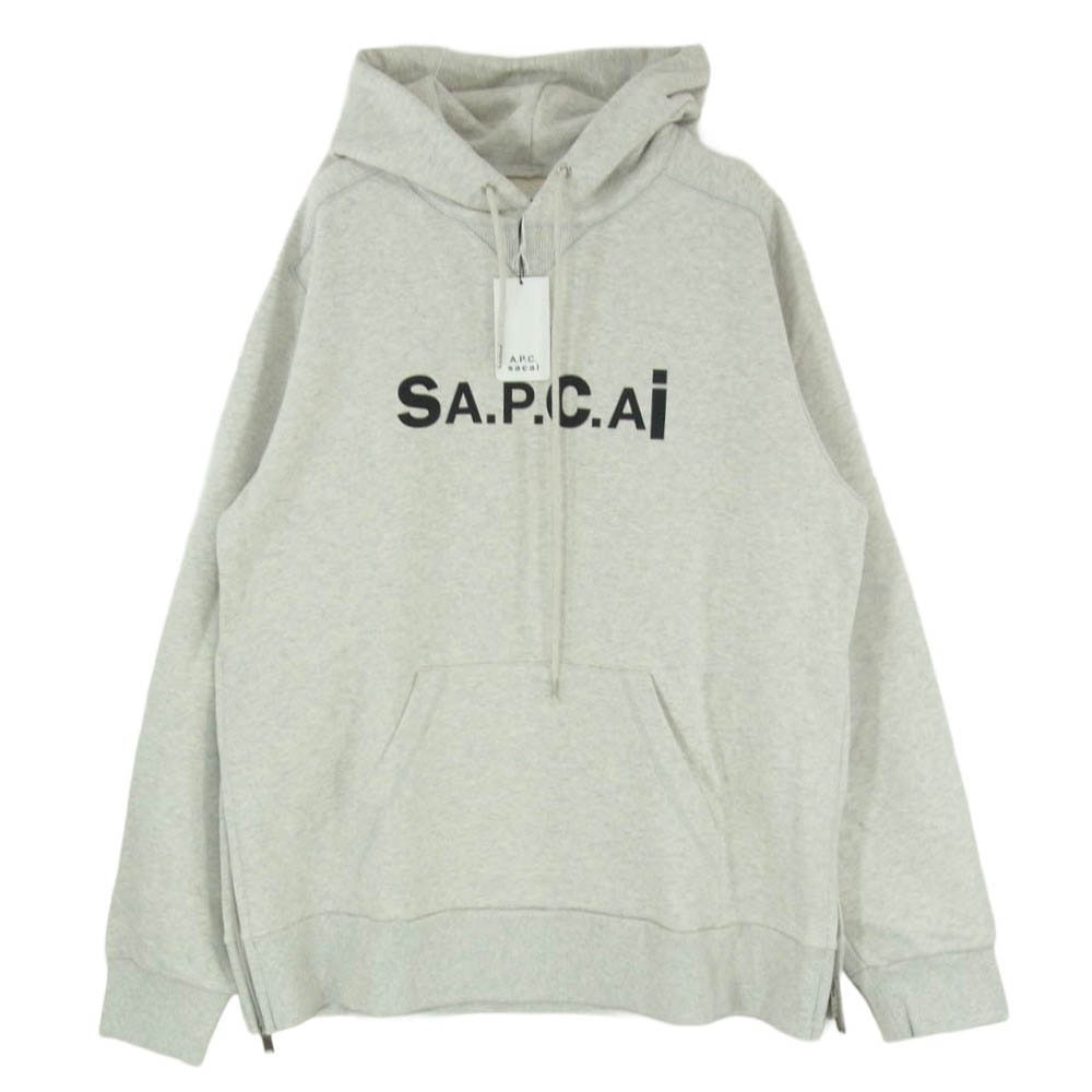Sacai サカイ 21SS COEN-M27655 × A.P.C HOODIE TAIYO ASH GRAY アーペーセー フーディー タイヨウ ロゴ サイドジップ プルオーバー パーカー グレー系 XL【新古品】【未使用】【中古】