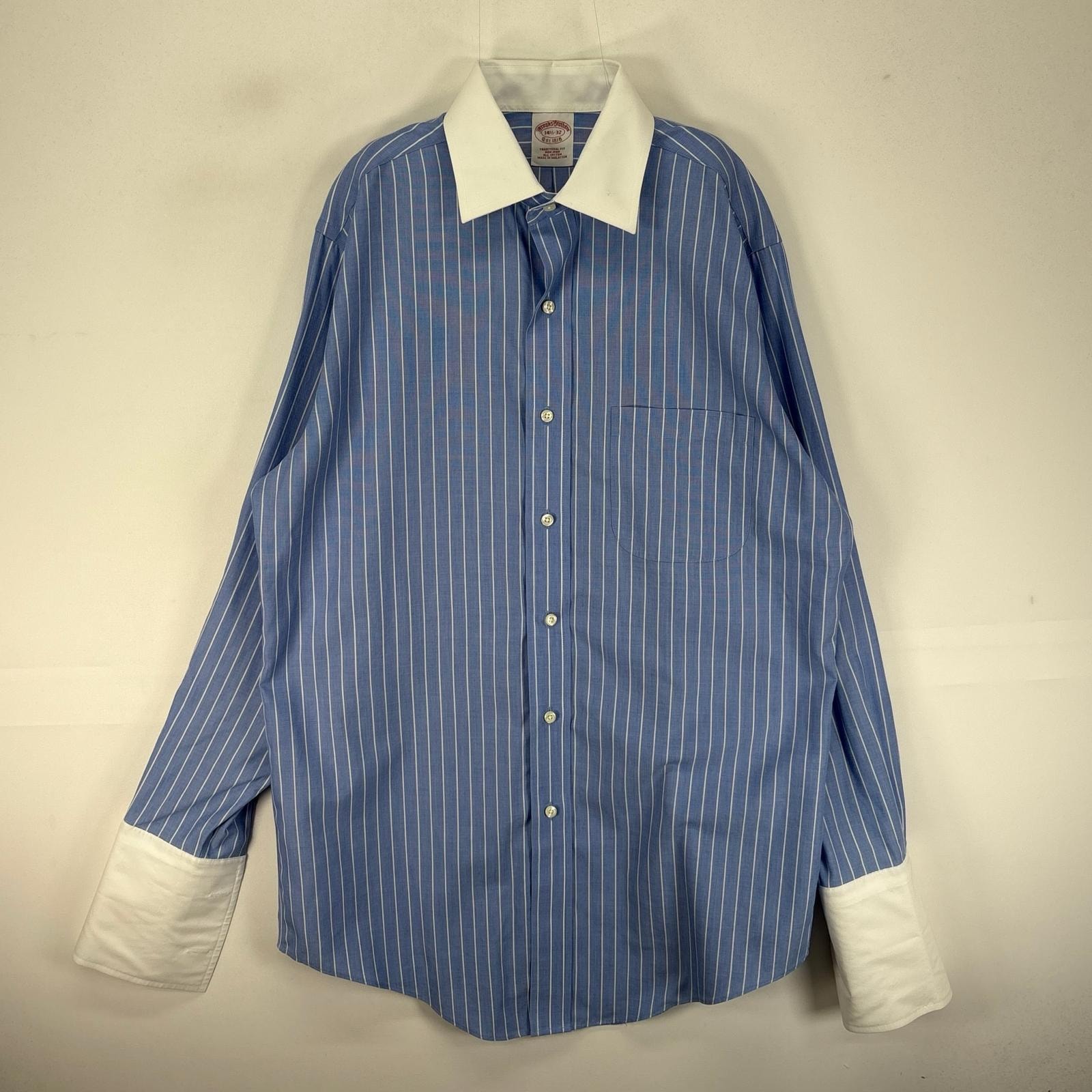 古着 ブルックスブラザーズ Brooks Brothers 長袖シャツ 胸ポケット ドレスシャツ S  ブルー系 ストライプ メンズ