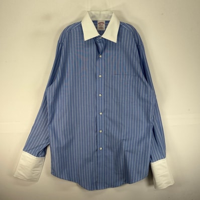 古着 ブルックスブラザーズ Brooks Brothers 長袖シャツ 胸ポケット ドレスシャツ S ブルー系 ストライプ メンズ