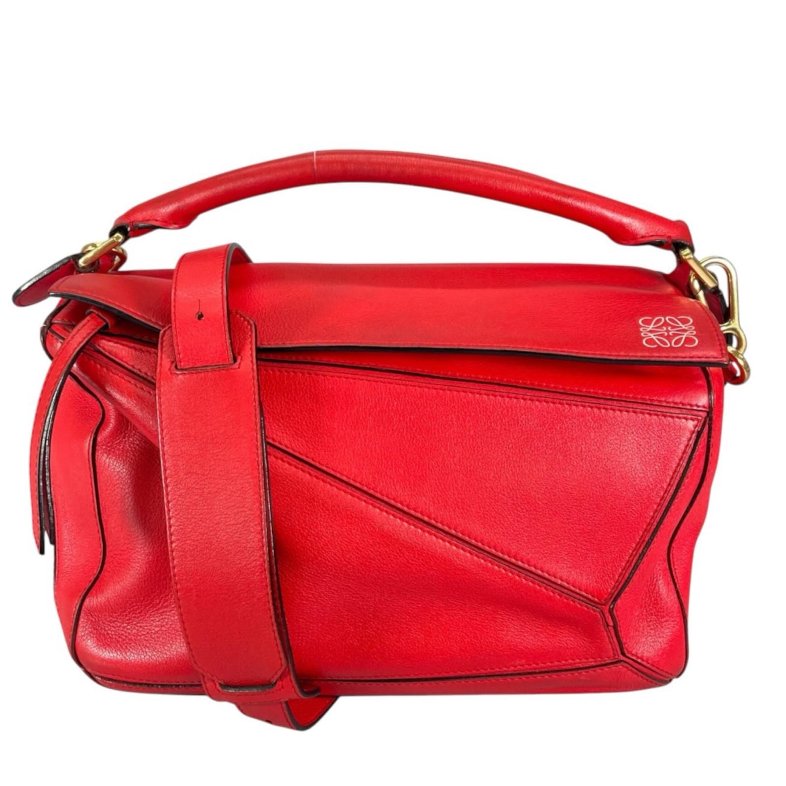 LOEWE ロエベ パズルバッグ ショルダーバッグ レッド レディース ミディアム【中古】