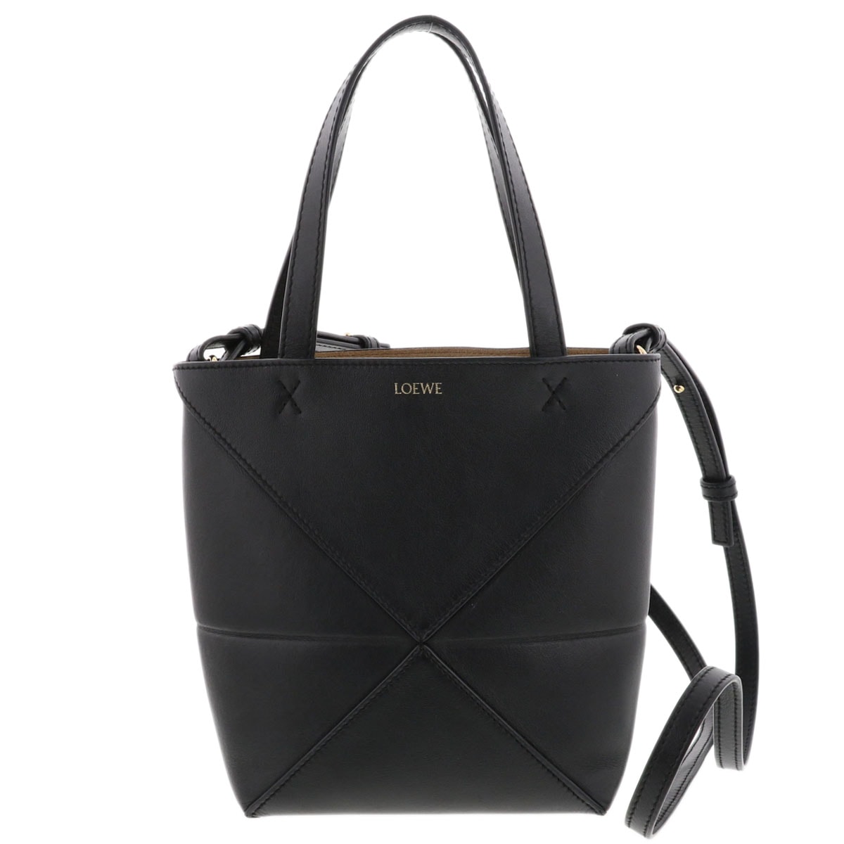 【値下げ】LOEWE ロエベ パズルフォルド トート ミニ ショルダーバッグ A657V25X01 レザー ブラック レディース【中古】