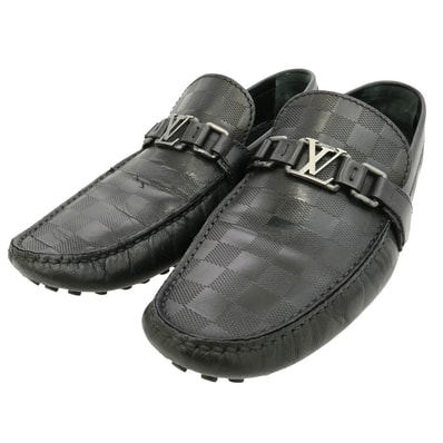 LOUIS VUITTON ルイ・ヴィトン 1A4OIJ ホッケンハイム ライン LVロゴ ダミエ グラフィット ローファー ドライビングシューズ ブラック系 8.5【中古】
