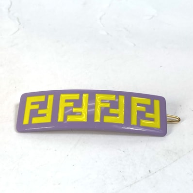 フェンディ FENDI FF ヘアクリップ ロゴ JFP402 ヘアピン ヘアアクセサリー バレッタ アセテート パープル 新品同様