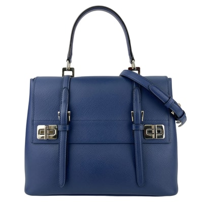 PRADA プラダ サフィアーノ 2WAYハンドバッグ ショルダーバッグ ハンドバッグ BN2821 レザー ブルー レディース【中古】
