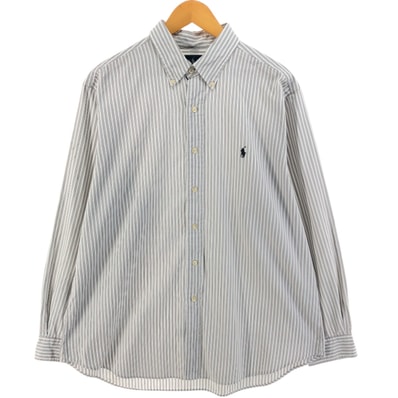 古着 ラルフローレン CLASSIC FIT クラシックフィット マルチストライプ 長袖 ボタンダウンストライプシャツ メンズXL相当/eaa526585