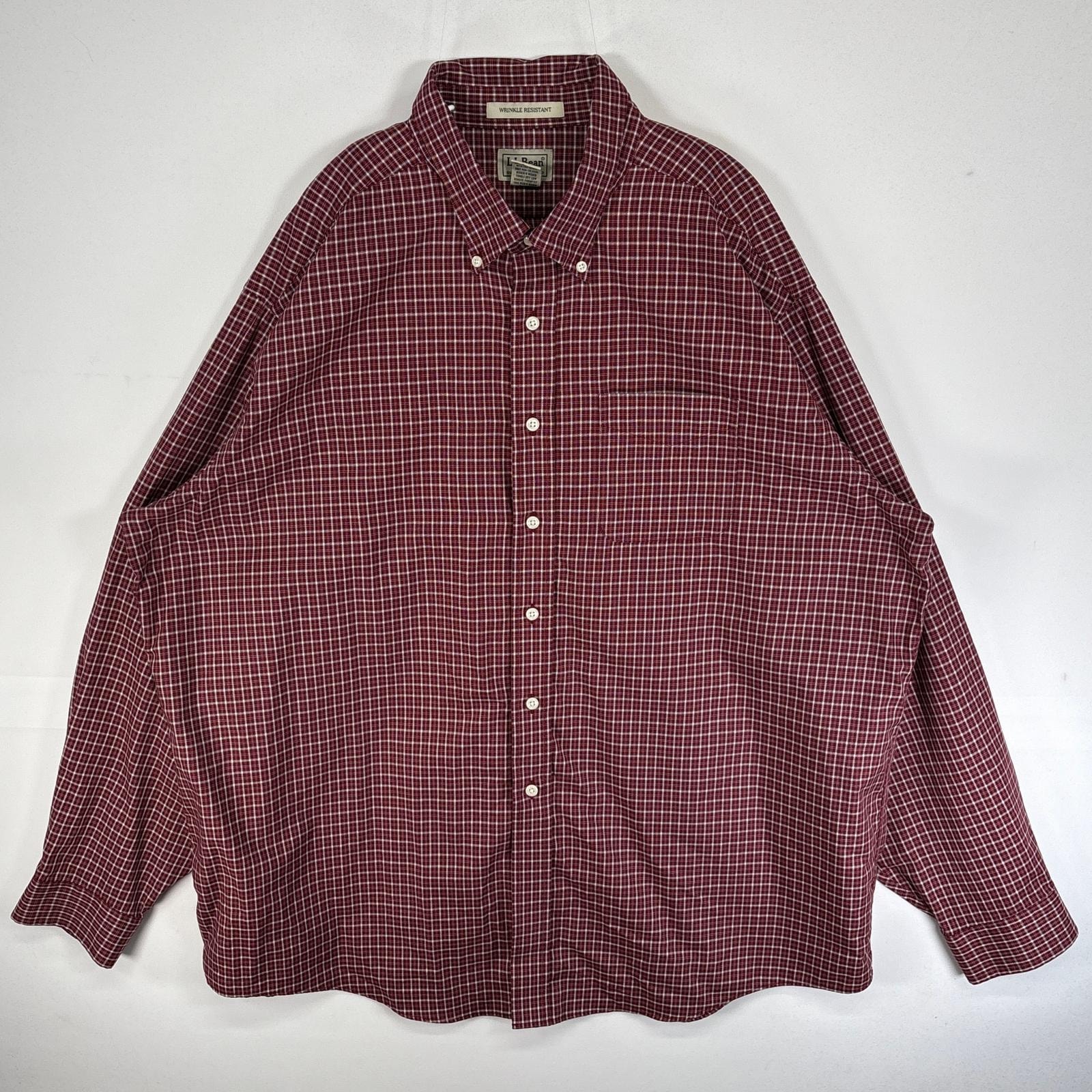 古着 エルエルビーン L.L.Bean 長袖シャツ 大きいサイズ チェック 胸ポケ ボタンダウン 14041 ワインレッド マルチカラー メンズ