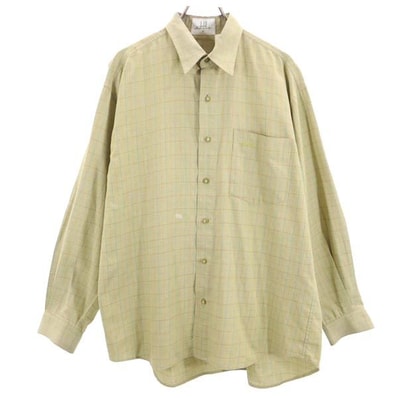 Dunhill ダンヒル チェック柄 長袖 シャツ M カーキ系