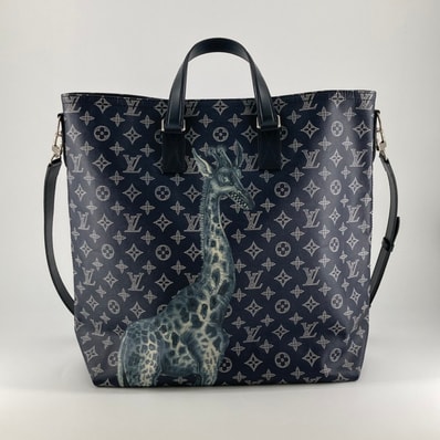 LOUIS VUITTON(ルイ・ヴィトン) モノグラム サバンナ ショルダー付 2way ジェイク アンド ディノス チャップマンコラボ トートバッグ M54127 ネイビー