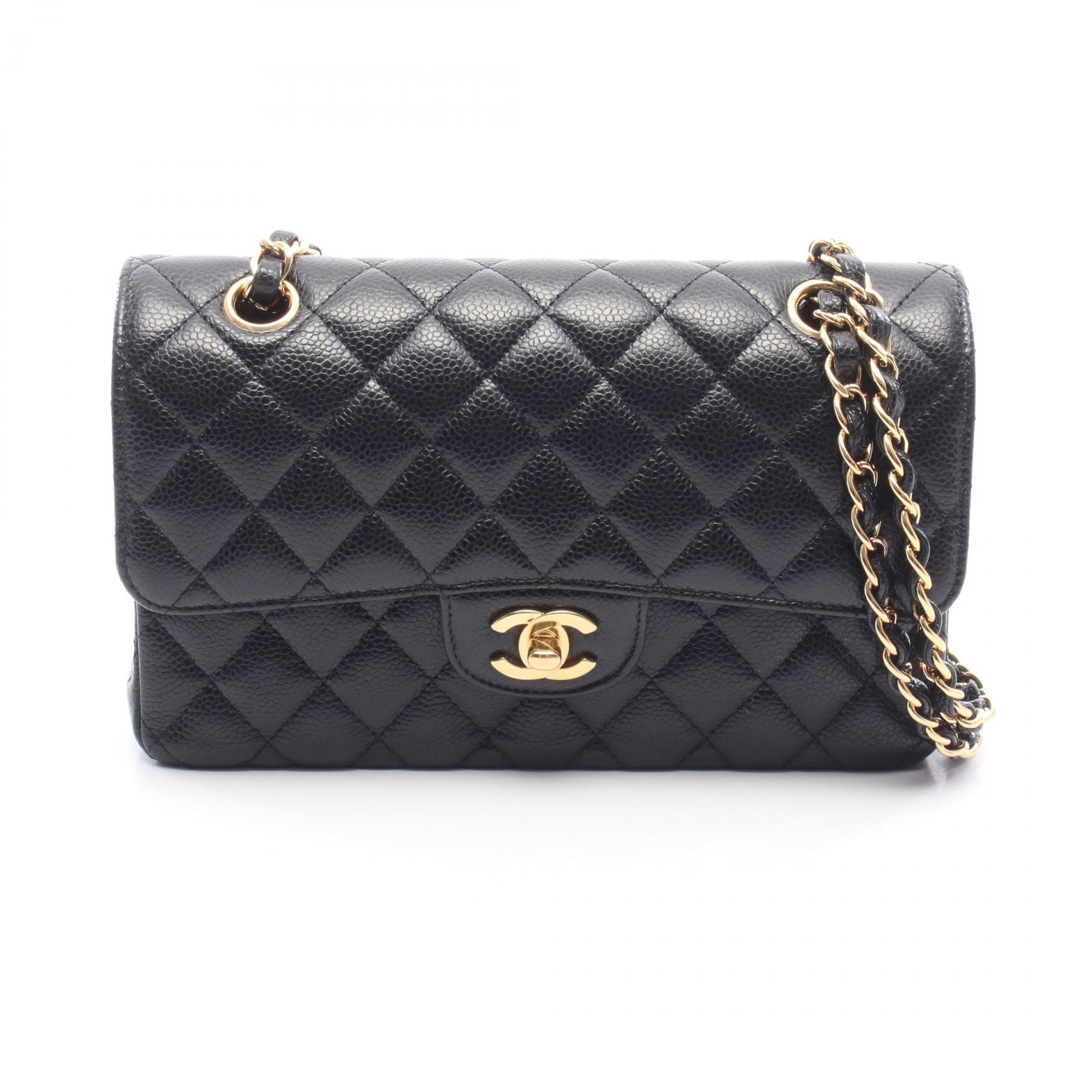 シャネル CHANEL マトラッセ Wフラップ ショルダーバッグ バッグ キャビアスキン(グレインドカーフ) レディース ブラック系 A01113 【中古】