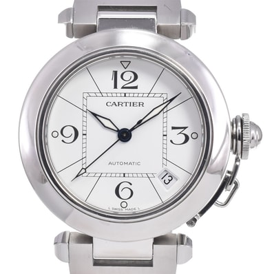 カルティエ CARTIER W31074M7 パシャC デイト ホワイト 自動巻き ユニセックス 良品 腕時計 D#149587