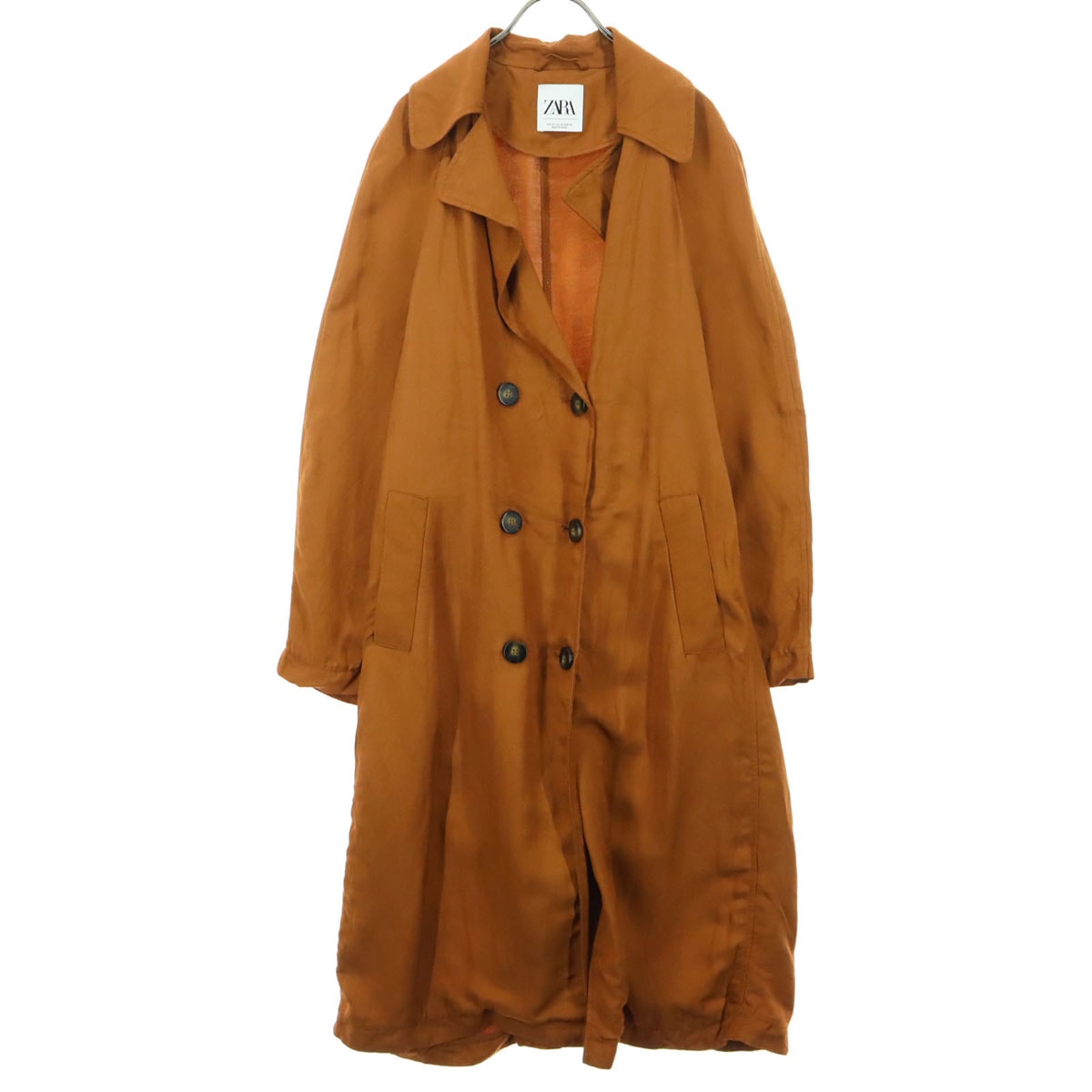 ZARA ザラ 長袖 薄手 裏地無し チェスターコート XS オレンジ