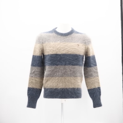 極美品 LOUIS VUITTON ルイ・ヴィトン LVロゴ 14AW カシミヤ混 クルーネックニット XS RM142 ニット マルチカラー カシミヤ カシミヤ アンゴラ メンズ